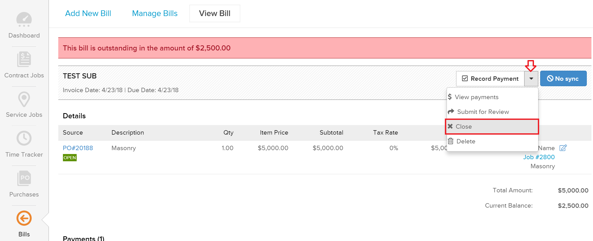closeBill Closing Bills and POs