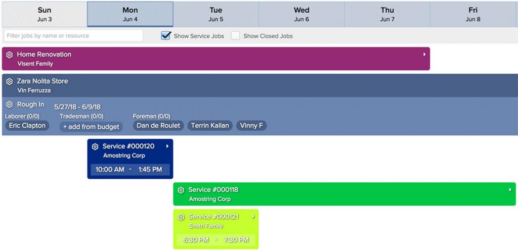 Job board scheduling view | Construction management software| Knowify