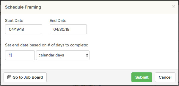 Modal where user schedules phase | Manage phases | Knowify