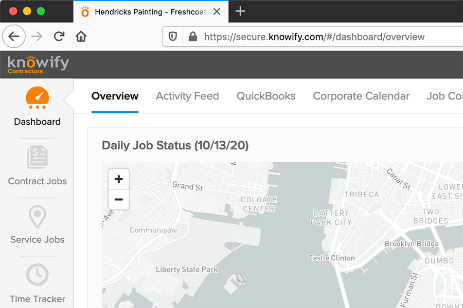Screenshot of the Knowify dashboard focusing on the url (cloud software) | Knowify