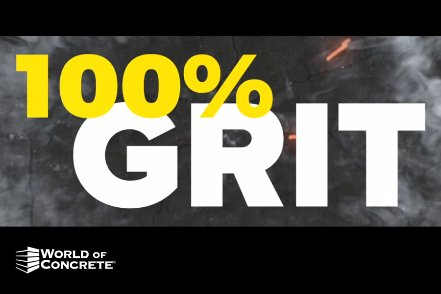 Visual with World of Concrete logo and messaging '100% GRIT' | Knowify