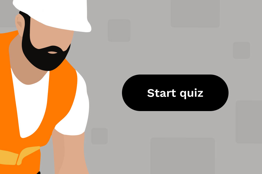 Contractor illustration and call to action reading 'Start quiz' | Business assessment and action plan | Knowify