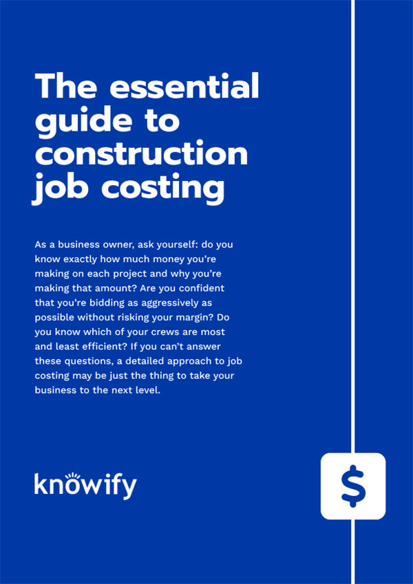 Cover of our construction job costing guide using dollar sign iconography | Knowify