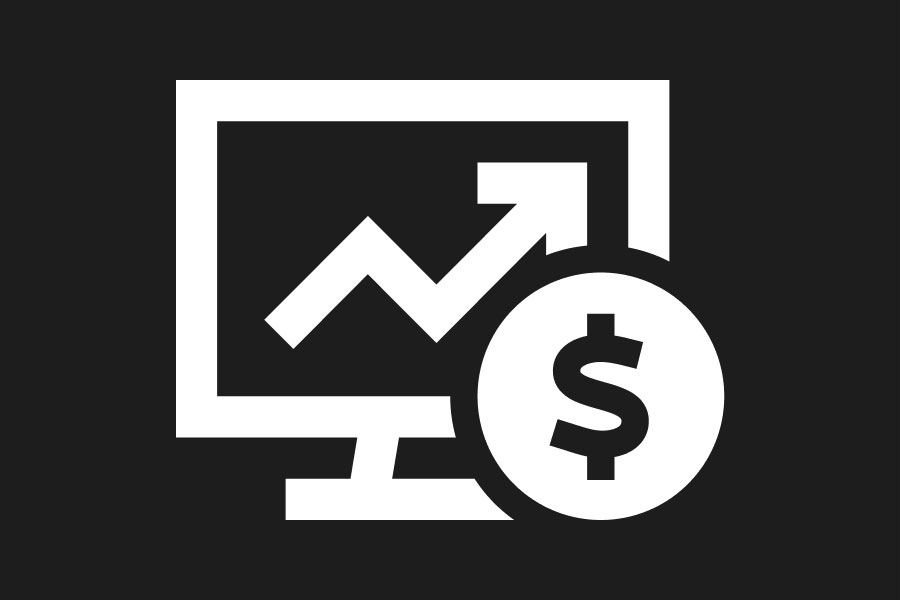 Visual using a desktop computer, graph, and dollar sign iconography | Construction accounting methods | Knowify