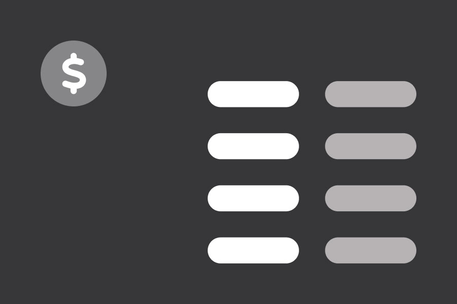 Creative visual using dollar sign and two line columns icons | Understanding a chart of accounts in construction | Knowify