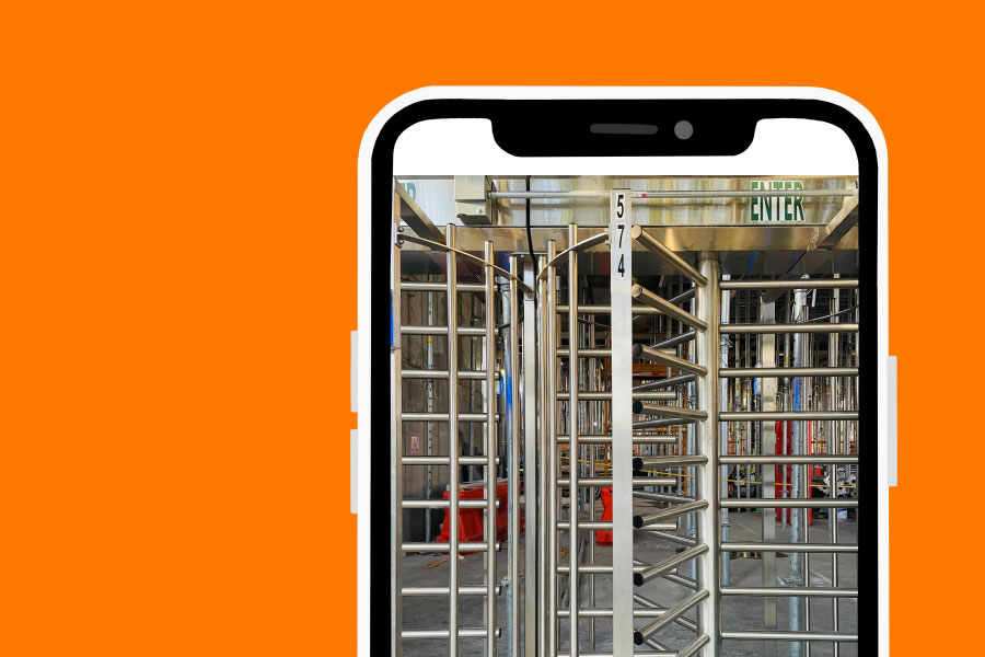 Smartphone frame with a construction site picture | How to use software to simplify labor management | Knowify