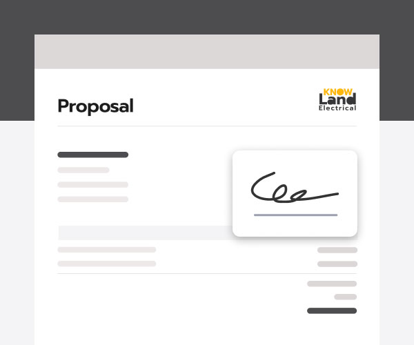 Abstraction of a job proposal with a signature ready to be approved | Electrical industry | Knowify
