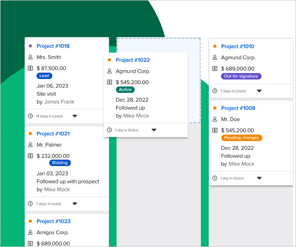 View of our custom workflow to manage projects | Knowify + QuickBooks bundle