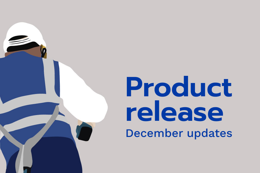 Contractor illustration to announce our latest product release | December updates | Knowify