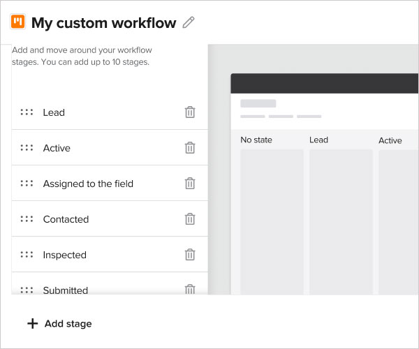 Creation process of a custom workflow | Project management | Knowify features