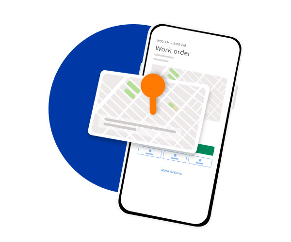 Abstraction of a smartphone app with a map and a pin | Service work | Knowify