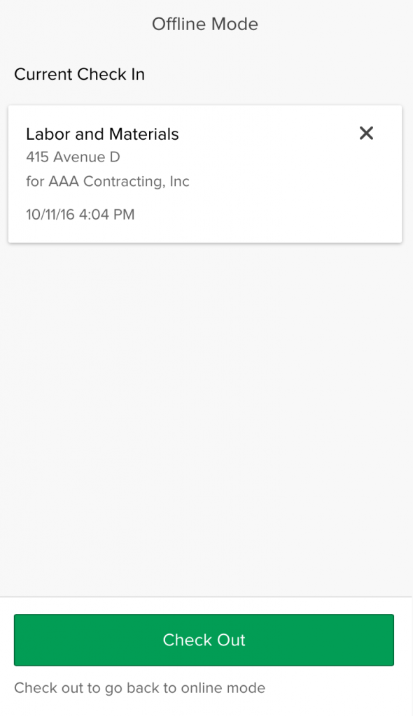Offline mode view on the smartphone app | Time tracking | Knowify