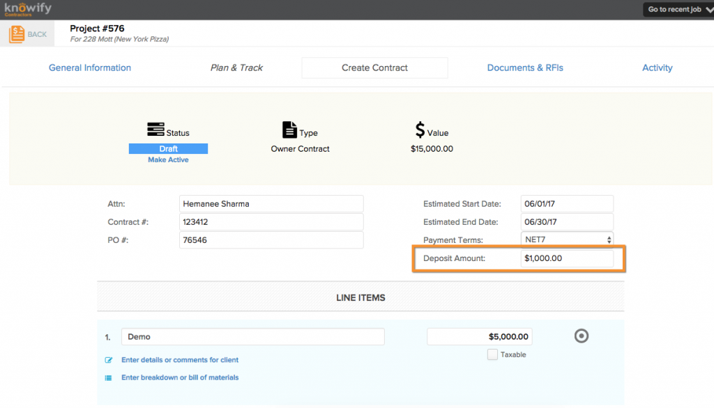 How deposits work in Knowify Knowify